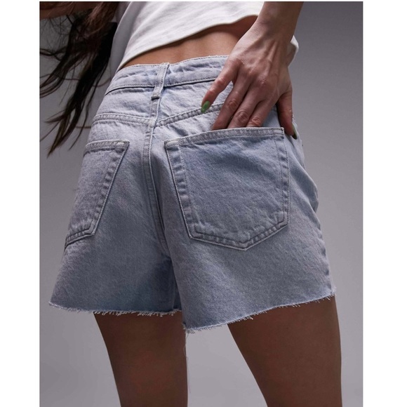 TOPSHOP Denim Shorts A-Line Mom Shorts Bleach Wash - Picture 8 of 17